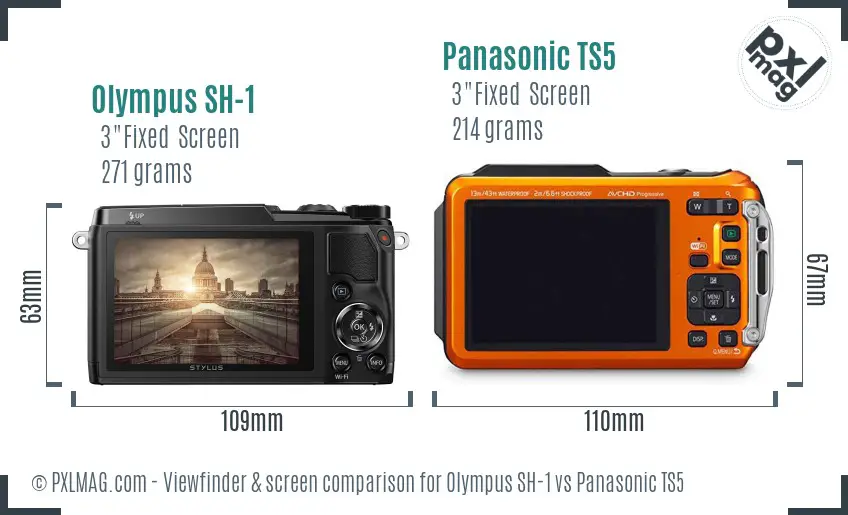 Olympus SH-1 vs Panasonic TS5 Screen and Viewfinder comparison