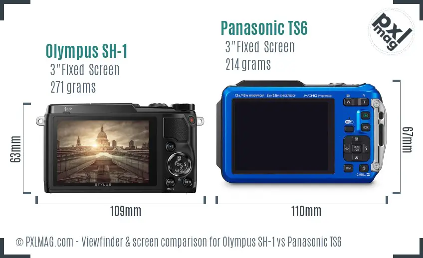 Olympus SH-1 vs Panasonic TS6 Screen and Viewfinder comparison