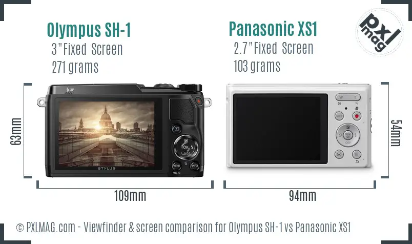 Olympus SH-1 vs Panasonic XS1 Screen and Viewfinder comparison