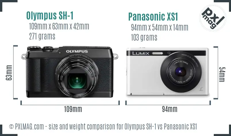 Olympus SH-1 vs Panasonic XS1 size comparison