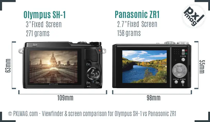 Olympus SH-1 vs Panasonic ZR1 Screen and Viewfinder comparison
