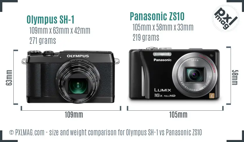 Olympus SH-1 vs Panasonic ZS10 size comparison