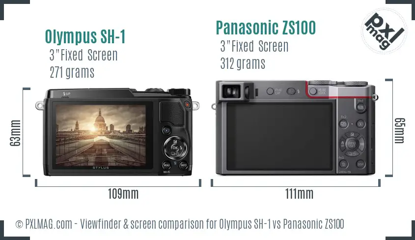 Olympus SH-1 vs Panasonic ZS100 Screen and Viewfinder comparison