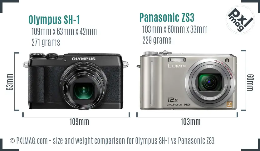 Olympus SH-1 vs Panasonic ZS3 size comparison
