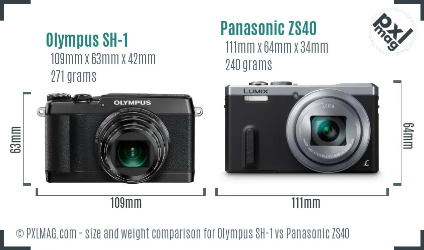 Olympus SH-1 vs Panasonic ZS40 size comparison