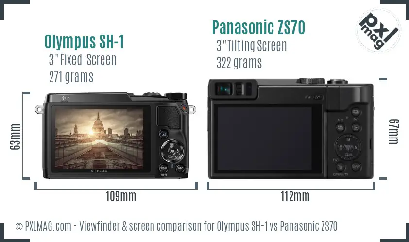 Olympus SH-1 vs Panasonic ZS70 Screen and Viewfinder comparison