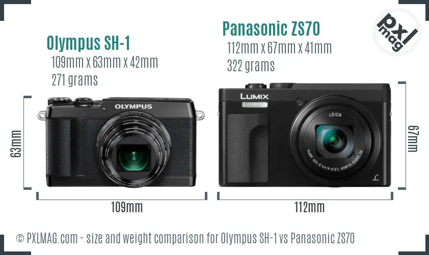 Olympus SH-1 vs Panasonic ZS70 size comparison