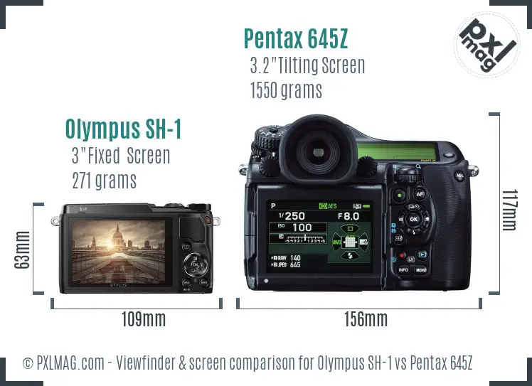 Olympus SH-1 vs Pentax 645Z Screen and Viewfinder comparison