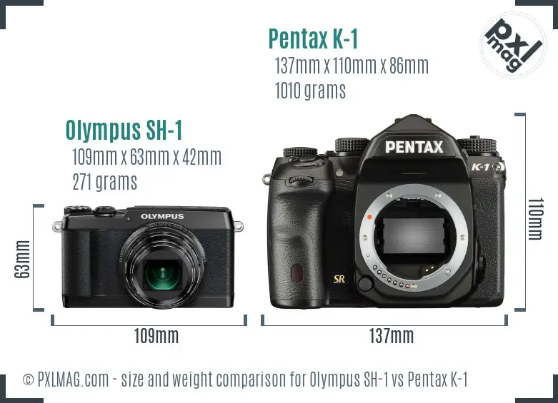 Olympus SH-1 vs Pentax K-1 size comparison