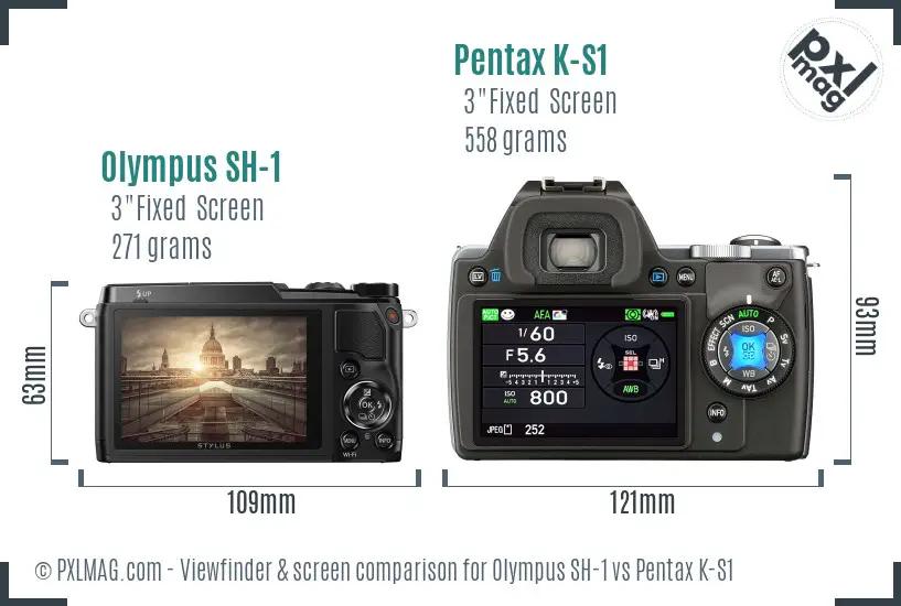 Olympus SH-1 vs Pentax K-S1 Screen and Viewfinder comparison
