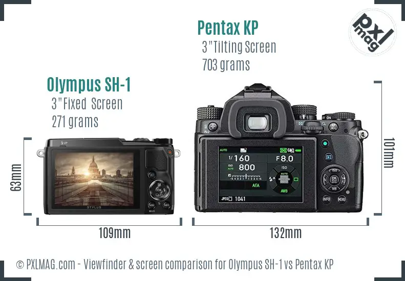 Olympus SH-1 vs Pentax KP Screen and Viewfinder comparison