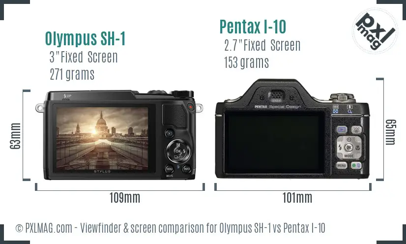 Olympus SH-1 vs Pentax I-10 Screen and Viewfinder comparison