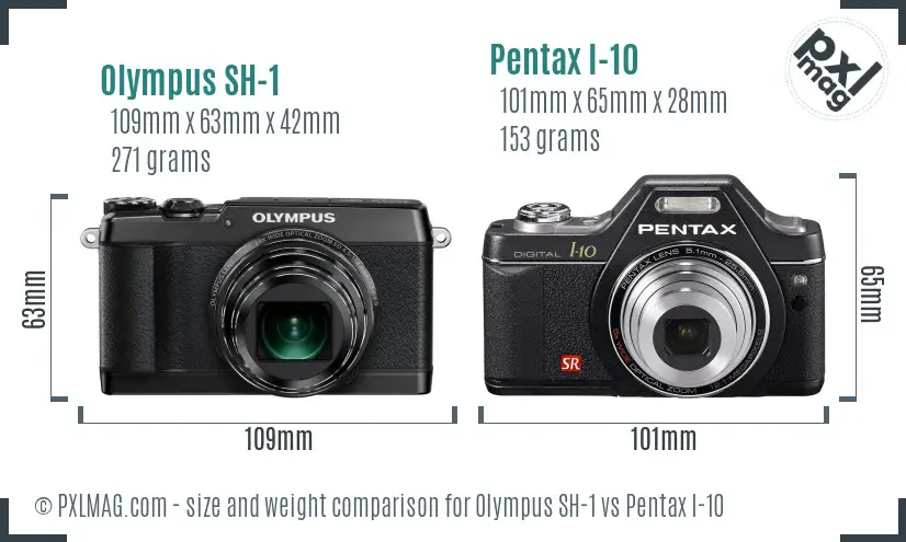 Olympus SH-1 vs Pentax I-10 size comparison
