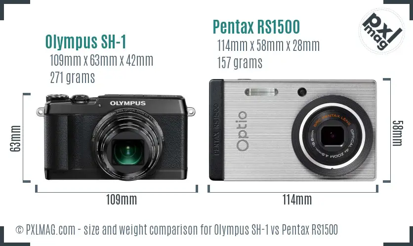 Olympus SH-1 vs Pentax RS1500 size comparison