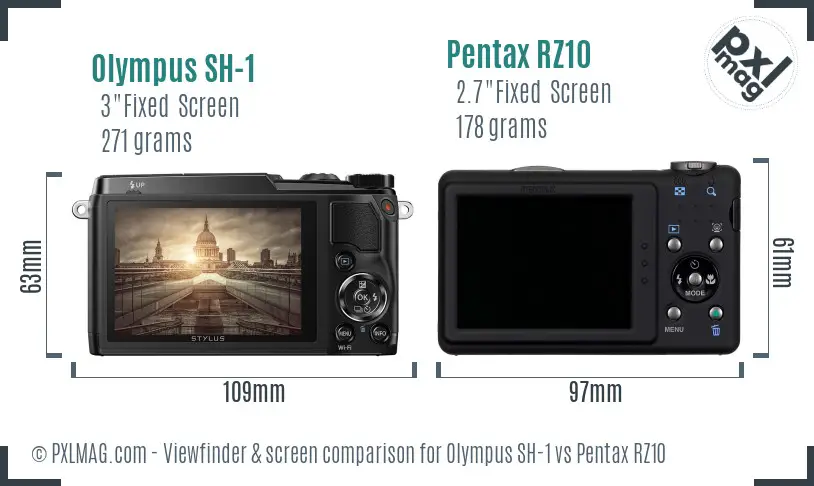 Olympus SH-1 vs Pentax RZ10 Screen and Viewfinder comparison