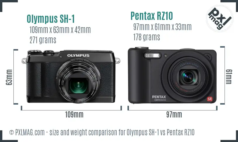 Olympus SH-1 vs Pentax RZ10 size comparison