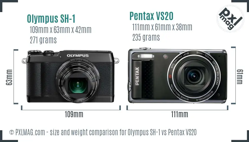 Olympus SH-1 vs Pentax VS20 size comparison