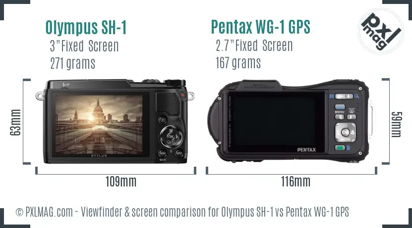 Olympus SH-1 vs Pentax WG-1 GPS Screen and Viewfinder comparison