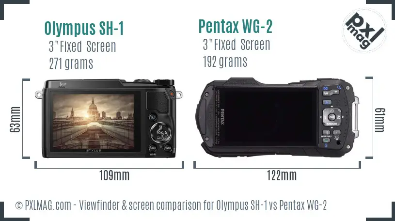 Olympus SH-1 vs Pentax WG-2 Screen and Viewfinder comparison