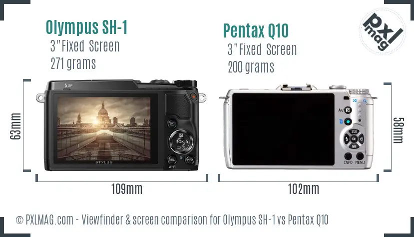 Olympus SH-1 vs Pentax Q10 Screen and Viewfinder comparison