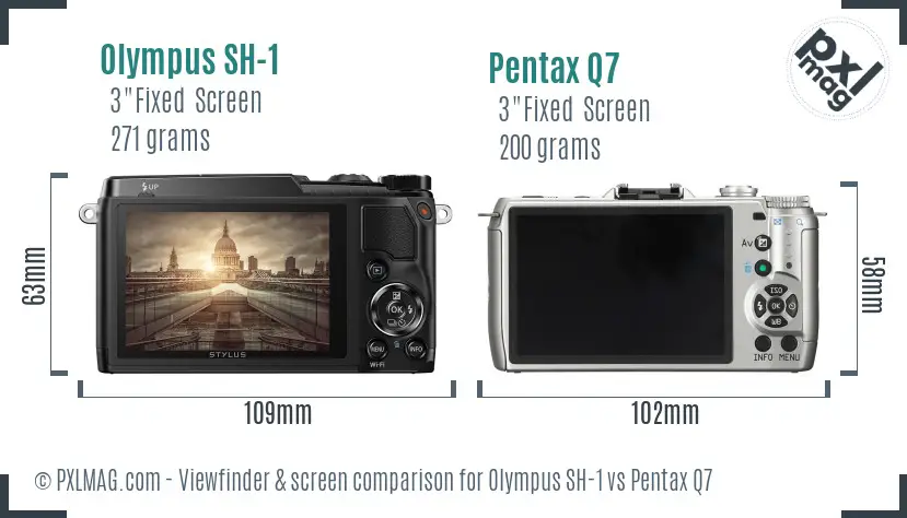 Olympus SH-1 vs Pentax Q7 Screen and Viewfinder comparison