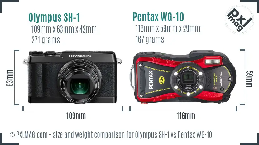 Olympus SH-1 vs Pentax WG-10 size comparison Olympus SH-1 vs Pentax WG-10 size comparison