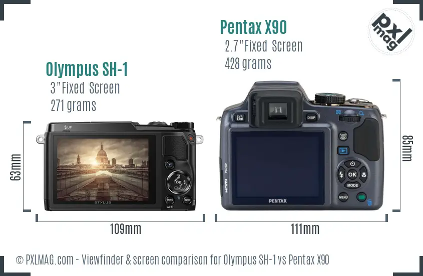 Olympus SH-1 vs Pentax X90 Screen and Viewfinder comparison Olympus SH-1 vs Pentax X90 Screen and Viewfinder comparison