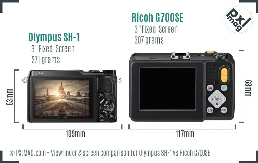 Olympus SH-1 vs Ricoh G700SE Screen and Viewfinder comparison