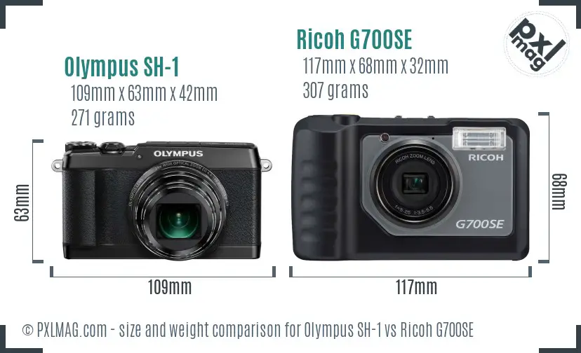 Olympus SH-1 vs Ricoh G700SE size comparison