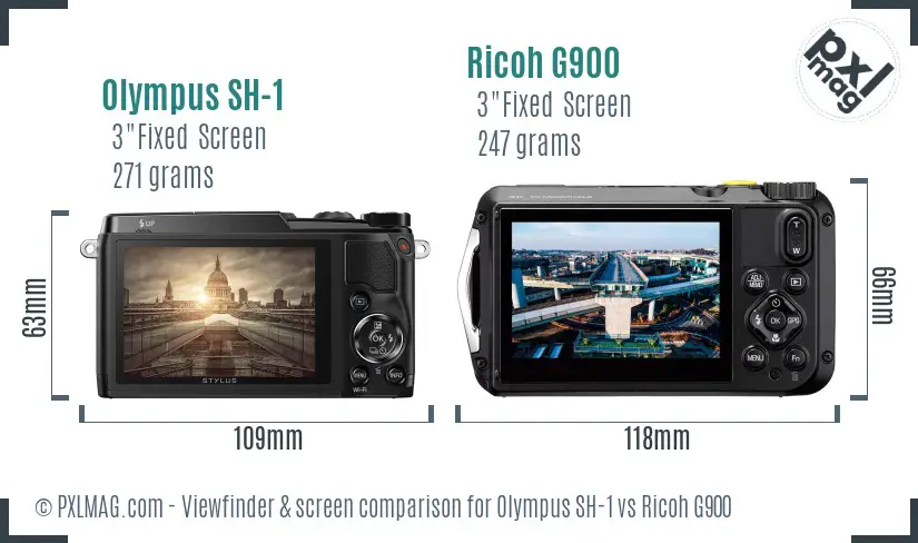 Olympus SH-1 vs Ricoh G900 Screen and Viewfinder comparison