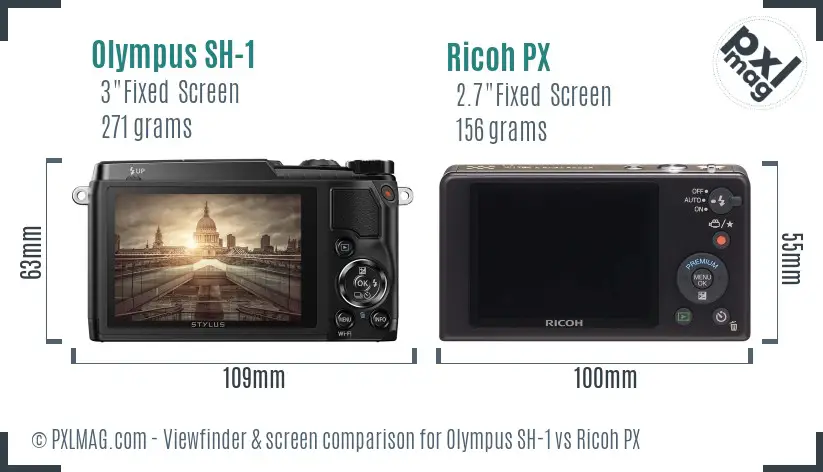Olympus SH-1 vs Ricoh PX Screen and Viewfinder comparison Olympus SH-1 vs Ricoh PX Screen and Viewfinder comparison