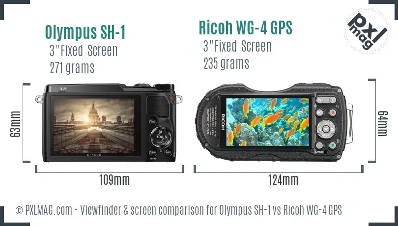 Olympus SH-1 vs Ricoh WG-4 GPS Screen and Viewfinder comparison