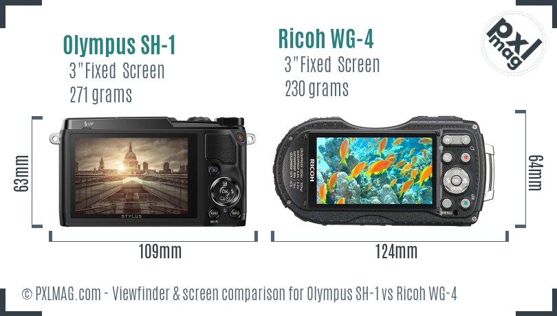 Olympus SH-1 vs Ricoh WG-4 Screen and Viewfinder comparison