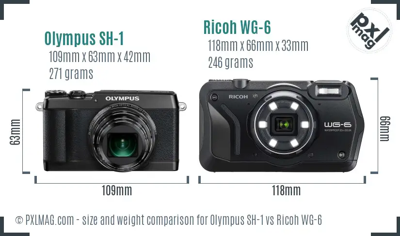 Olympus SH-1 vs Ricoh WG-6 size comparison Olympus SH-1 vs Ricoh WG-6 size comparison