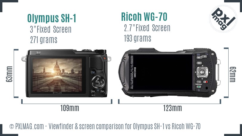 Olympus SH-1 vs Ricoh WG-70 Screen and Viewfinder comparison