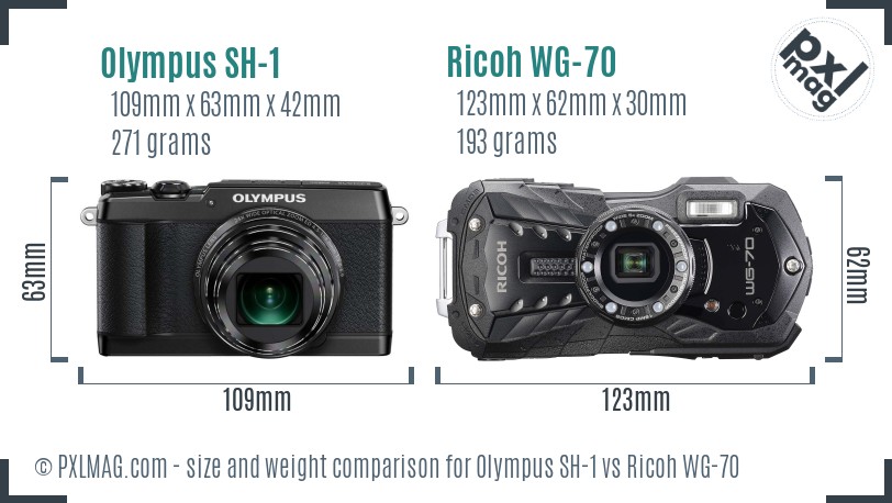 Olympus SH-1 vs Ricoh WG-70 size comparison Olympus SH-1 vs Ricoh WG-70 size comparison