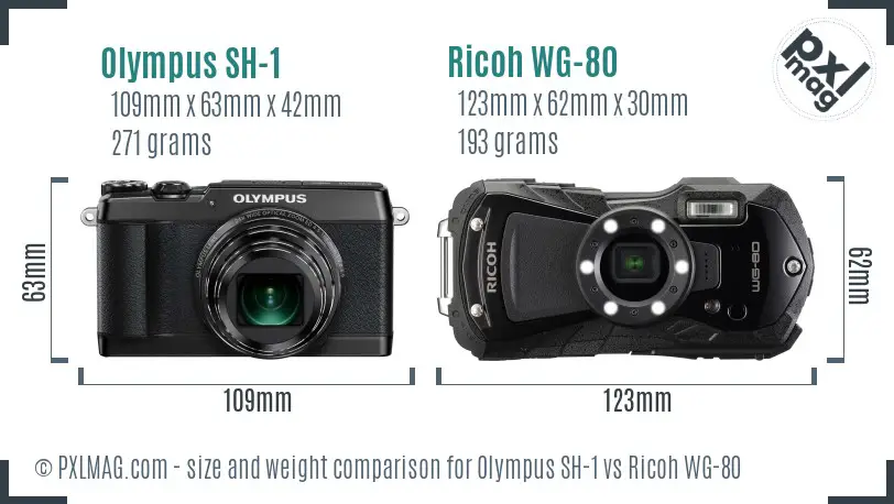 Olympus SH-1 vs Ricoh WG-80 size comparison Olympus SH-1 vs Ricoh WG-80 size comparison