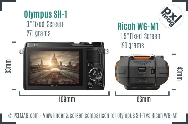 Olympus SH-1 vs Ricoh WG-M1 Screen and Viewfinder comparison