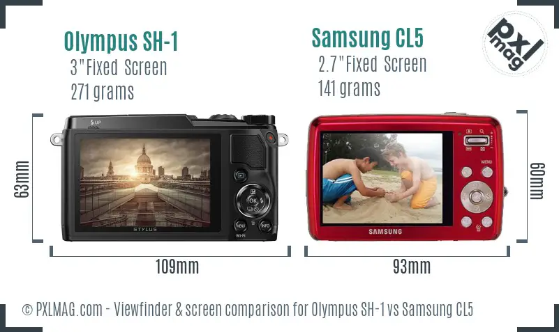 Olympus SH-1 vs Samsung CL5 Screen and Viewfinder comparison Olympus SH-1 vs Samsung CL5 Screen and Viewfinder comparison