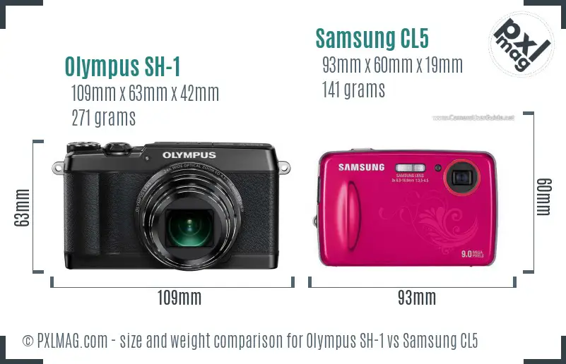 Olympus SH-1 vs Samsung CL5 size comparison Olympus SH-1 vs Samsung CL5 size comparison