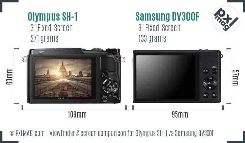 Olympus SH-1 vs Samsung DV300F Screen and Viewfinder comparison