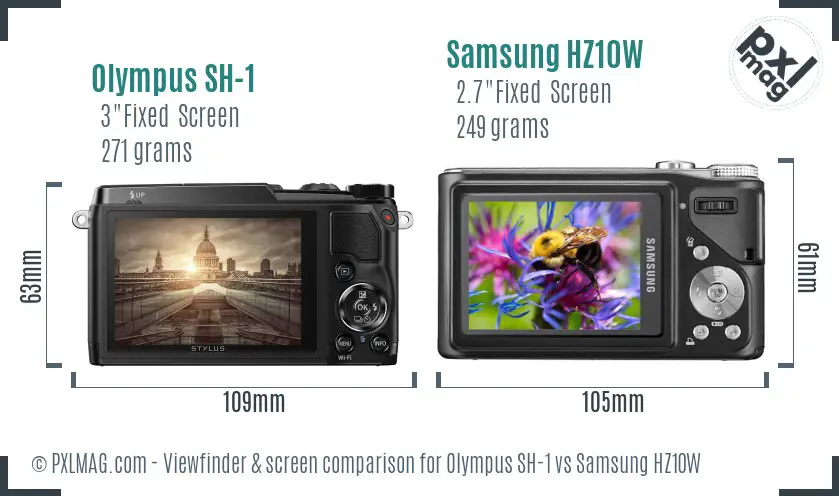 Olympus SH-1 vs Samsung HZ10W Screen and Viewfinder comparison