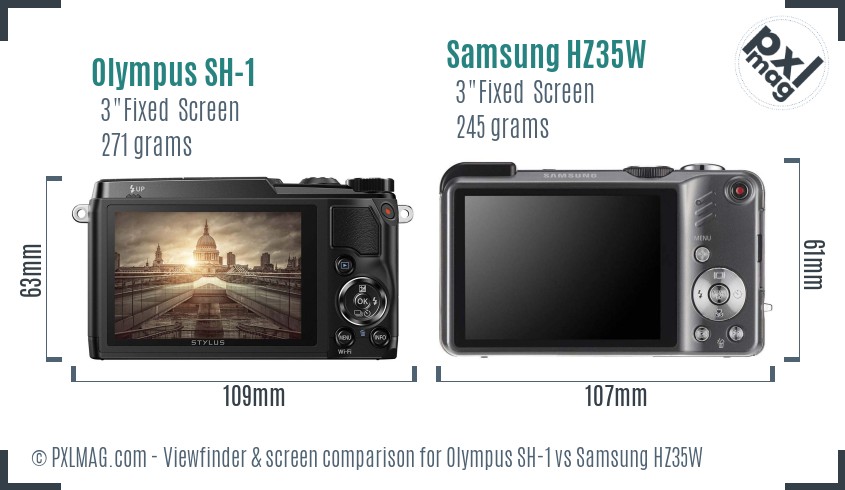 Olympus SH-1 vs Samsung HZ35W Screen and Viewfinder comparison