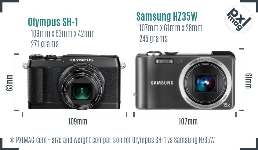 Olympus SH-1 vs Samsung HZ35W size comparison Olympus SH-1 vs Samsung HZ35W size comparison