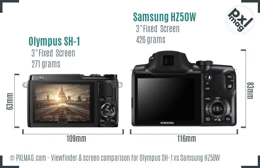 Olympus SH-1 vs Samsung HZ50W Screen and Viewfinder comparison Olympus SH-1 vs Samsung HZ50W Screen and Viewfinder comparison