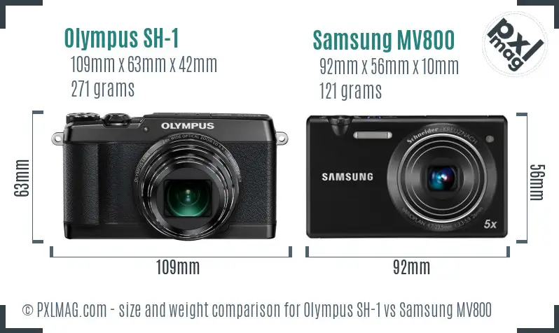 Olympus SH-1 vs Samsung MV800 size comparison