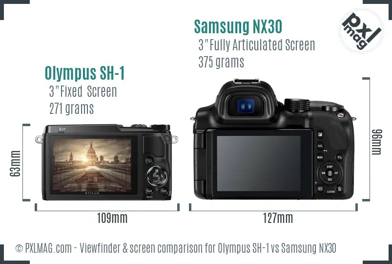 Olympus SH-1 vs Samsung NX30 Screen and Viewfinder comparison Olympus SH-1 vs Samsung NX30 Screen and Viewfinder comparison