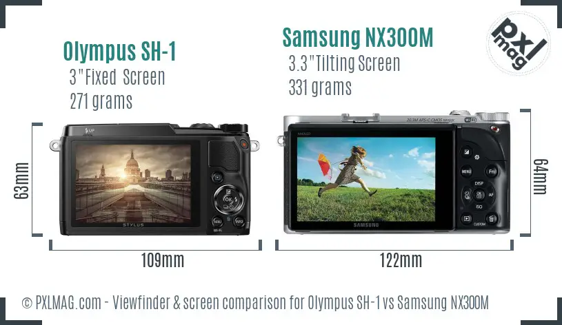 Olympus SH-1 vs Samsung NX300M Screen and Viewfinder comparison
