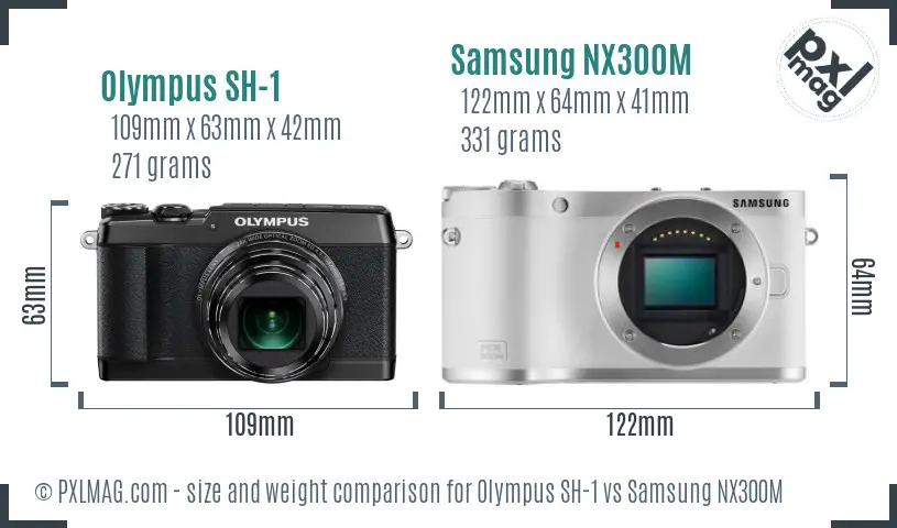 Olympus SH-1 vs Samsung NX300M size comparison