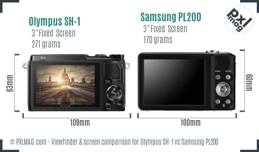 Olympus SH-1 vs Samsung PL200 Screen and Viewfinder comparison
